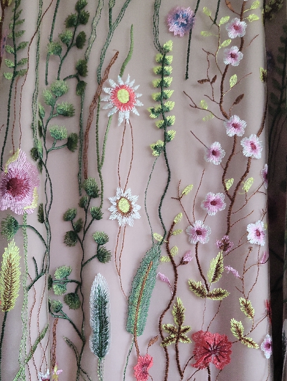 Eva Franco Anthropologie Floral Embroidered Skirt Blush Pink Size 12 - Picture 2 of 4